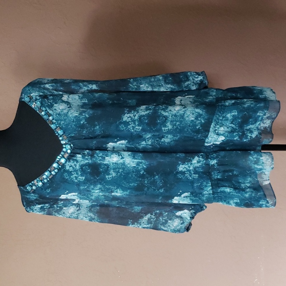 Como Black V-neck Blouse Short Sleeve Large